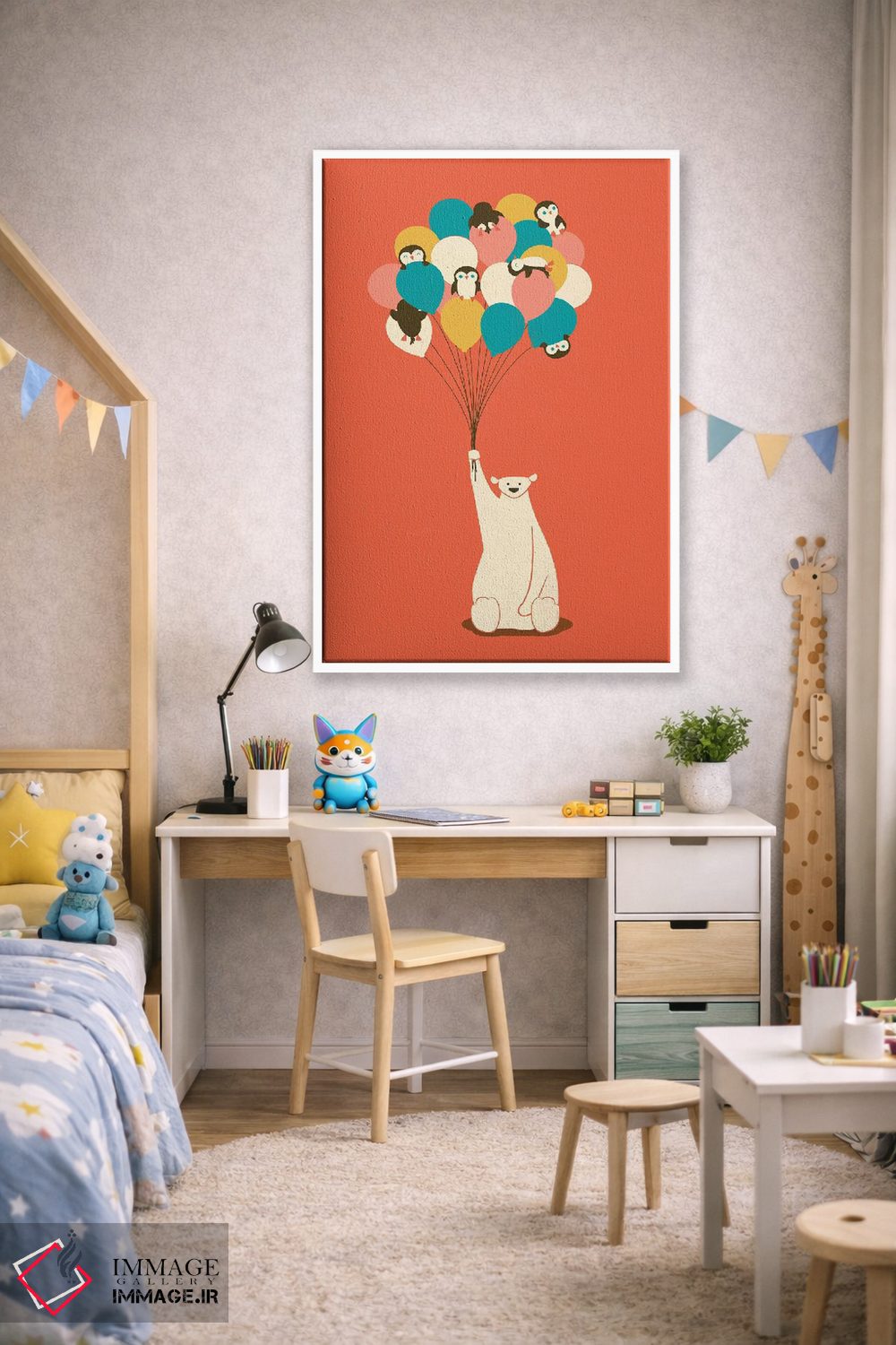 تابلو مدرن دسته گل پنگوینی اثر جی فلک - D1W