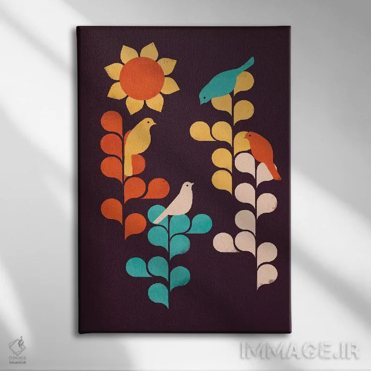 تابلو دکوراتیو گل آفتابگردان اثر جی فلک - نمای روبهرو روی دیوار