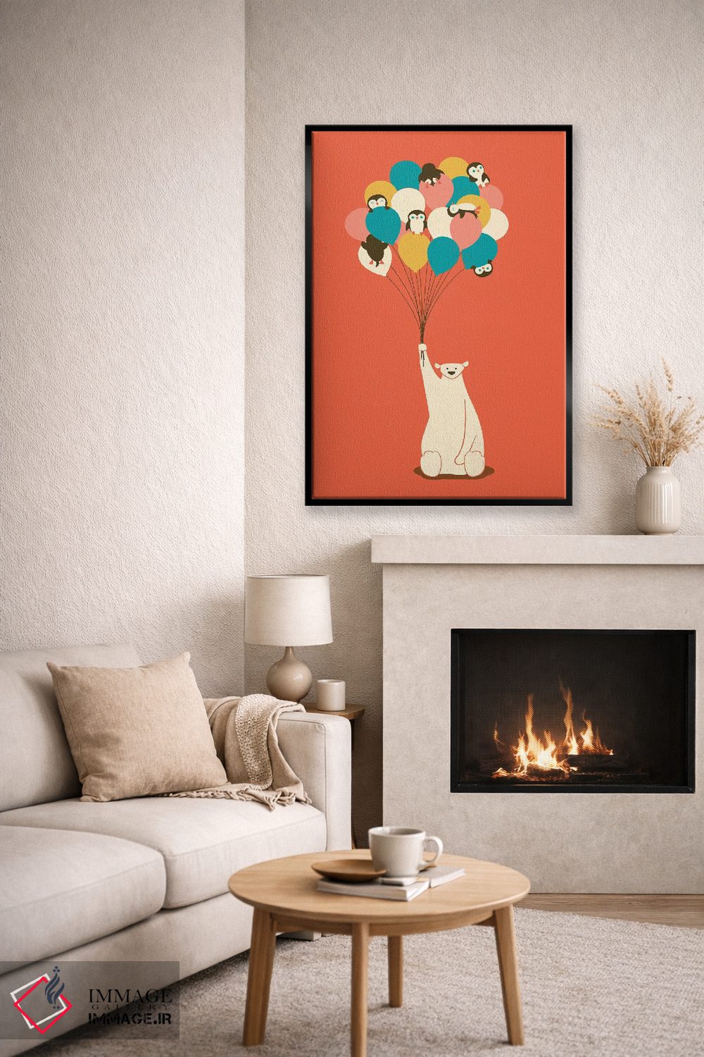 تابلو مدرن دسته گل پنگوینی اثر جی فلک - D6B