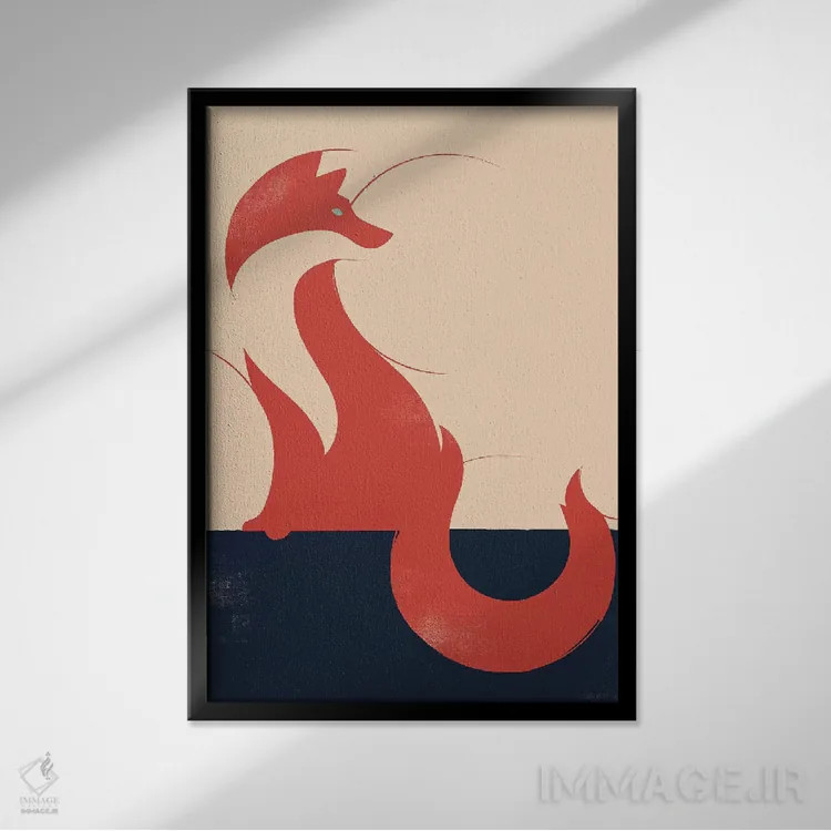 تابلو مدرن روباه اثر جی فلک - نمای قابدار مشکی