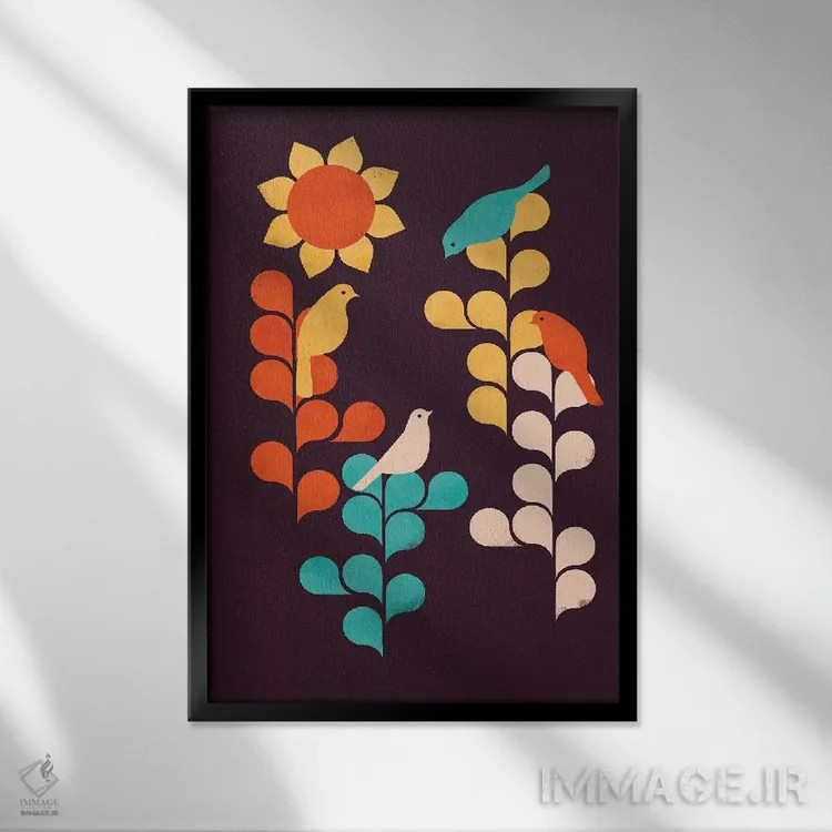 تابلو دکوراتیو گل آفتابگردان اثر جی فلک - نمای قابدار مشکی