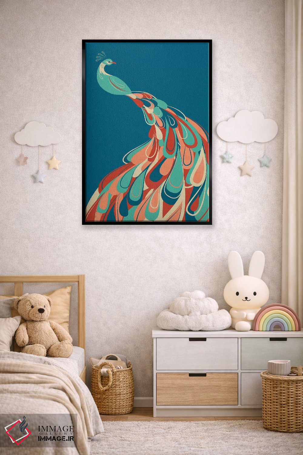 تابلو مدرن طاووس اثر جی فلک - D6B