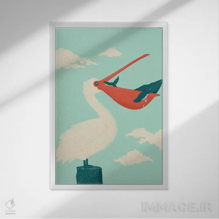 تابلو دکوراتیو صیاد بزرگ اثر جی فلک - نمای قابدار سفید