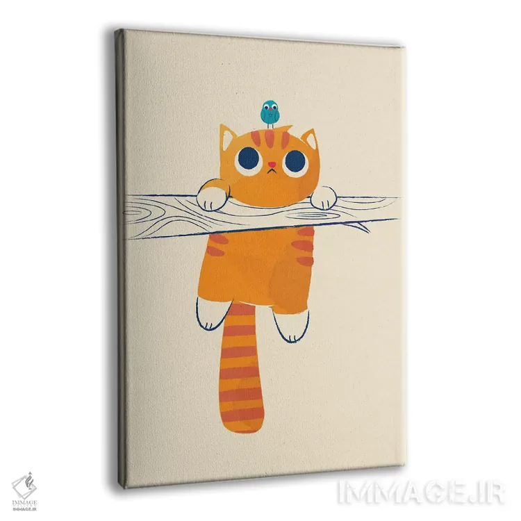 تابلو دکوراتیو گربه چاق، پرنده کوچک اثر جی فلک - نمای پرسپکتیو محصول