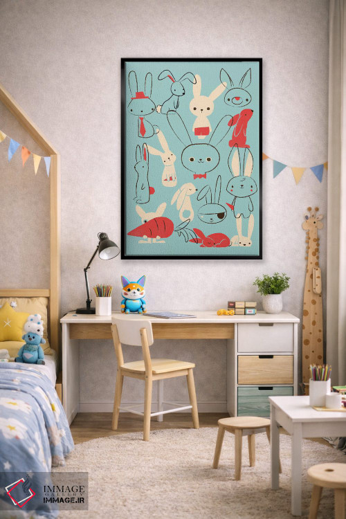 تابلو دکوراتیو خرگوش های آبی اثر جی فلک - D2B