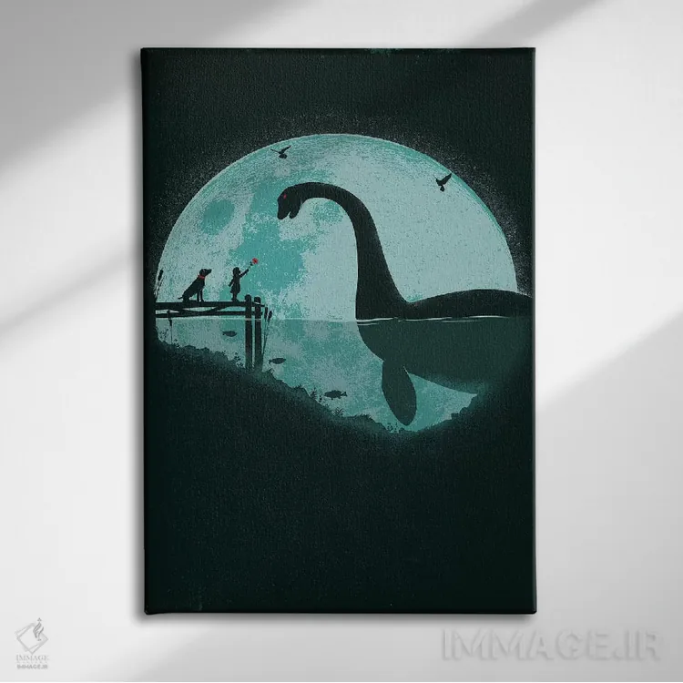 تابلو دکوراتیو برخورد زیر مهتاب آبی اثر جی فلک - نمای روبهرو روی دیوار