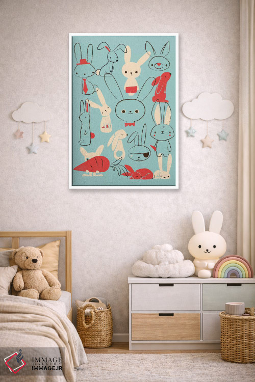 تابلو دکوراتیو خرگوش های آبی اثر جی فلک - D4W