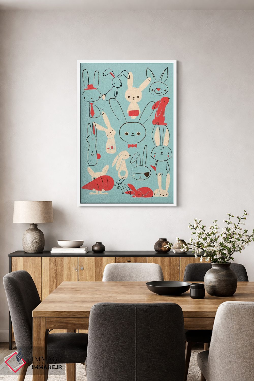 تابلو دکوراتیو خرگوش های آبی اثر جی فلک - D3W