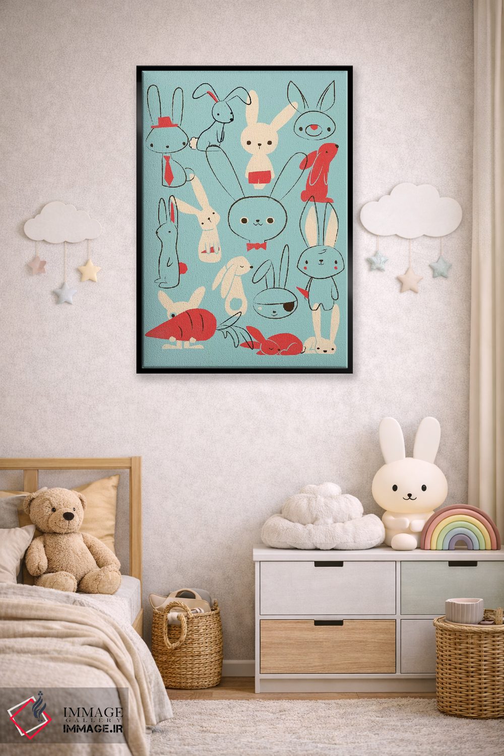 تابلو دکوراتیو خرگوش های آبی اثر جی فلک - D6B