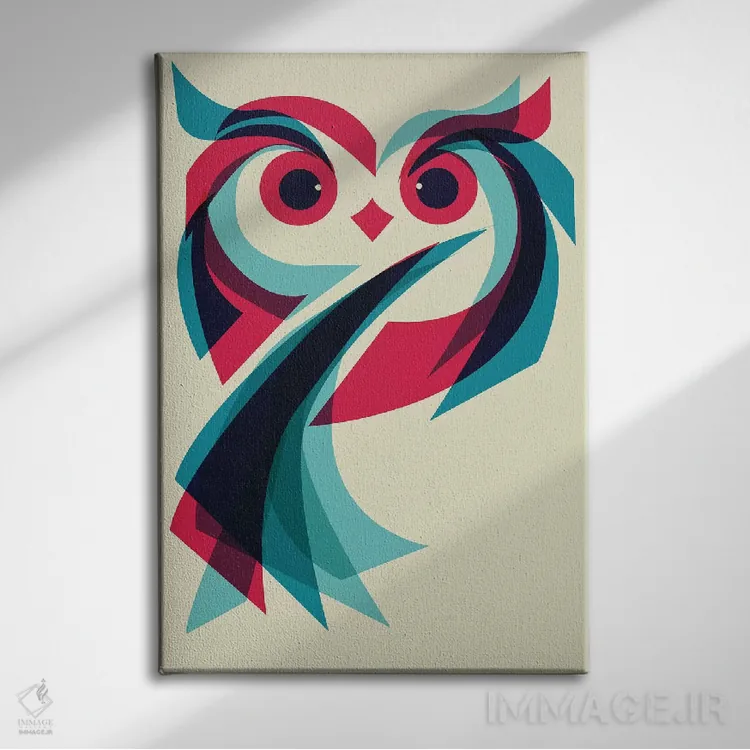 تابلو دکوراتیو جغد اثر جی فلک - نمای روبهرو روی دیوار