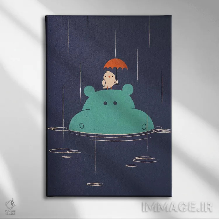 تابلو دکوراتیو قطره های باران اثر جی فلک - نمای روبهرو روی دیوار