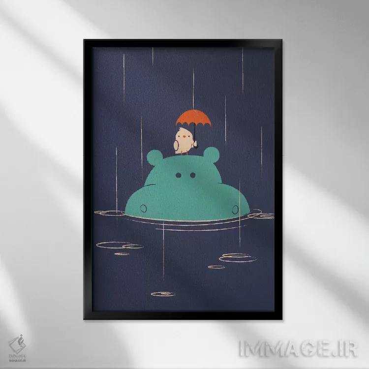 تابلو دکوراتیو قطره های باران اثر جی فلک - نمای قابدار مشکی