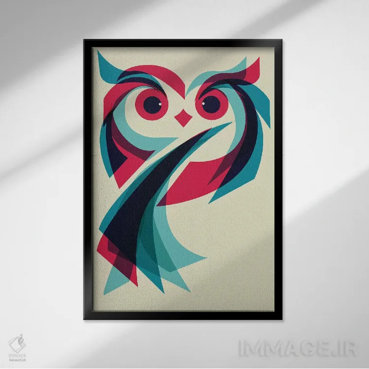 تابلو دکوراتیو جغد اثر جی فلک - نمای قابدار مشکی