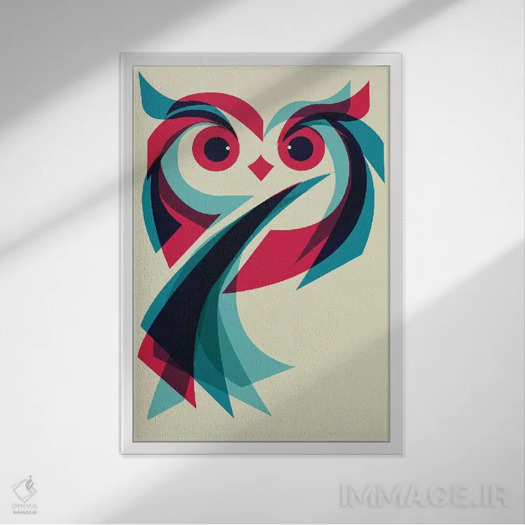 تابلو دکوراتیو جغد اثر جی فلک - نمای قابدار سفید