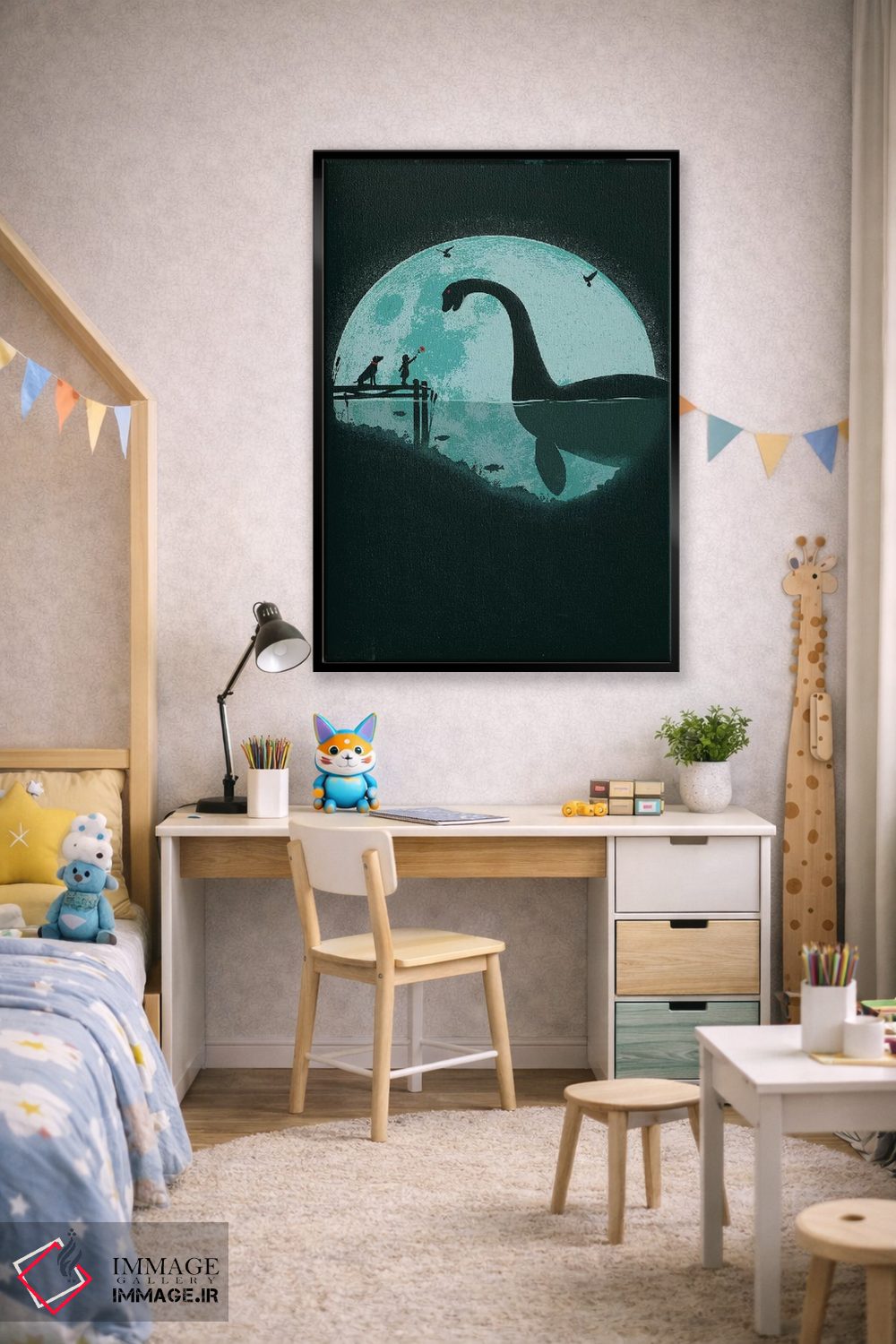 تابلو دکوراتیو برخورد زیر مهتاب آبی اثر جی فلک - D1B