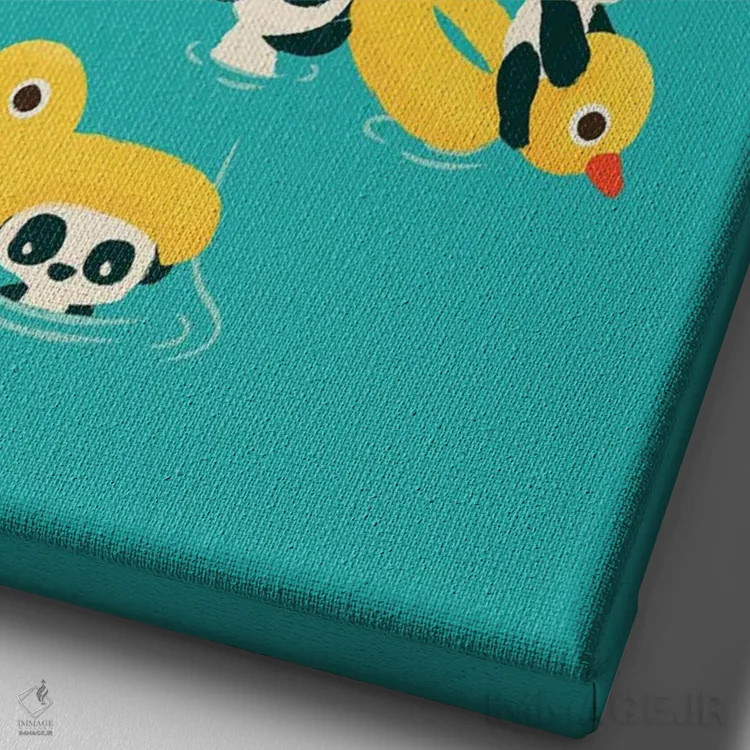 تابلو دکوراتیو پانداهای تیوپ سوار اثر جی فلک - نمای نزدیک بافت بوم