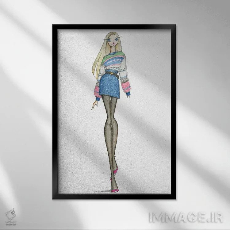 تابلو دکوراتیو لباس روز اثر جوزفینا فرناندز - نمای قابدار مشکی