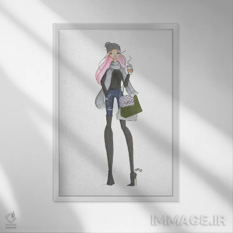 تابلو دکوراتیو قدم زدن پاییزی اثر جوزفینا فرناندز - نمای قابدار سفید