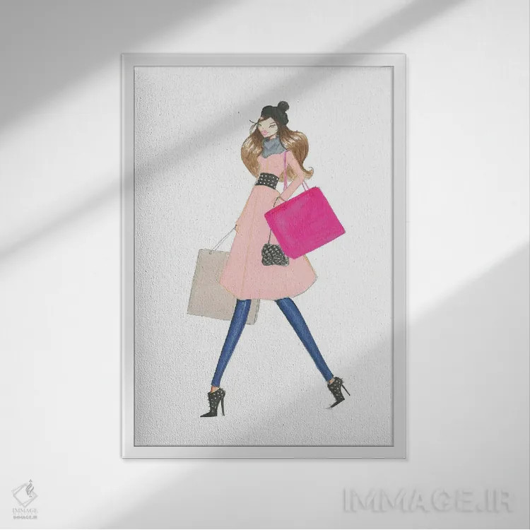 تابلو دکوراتیو قدم زدن روز شنبه اثر جوزفینا فرناندز - نمای قابدار سفید