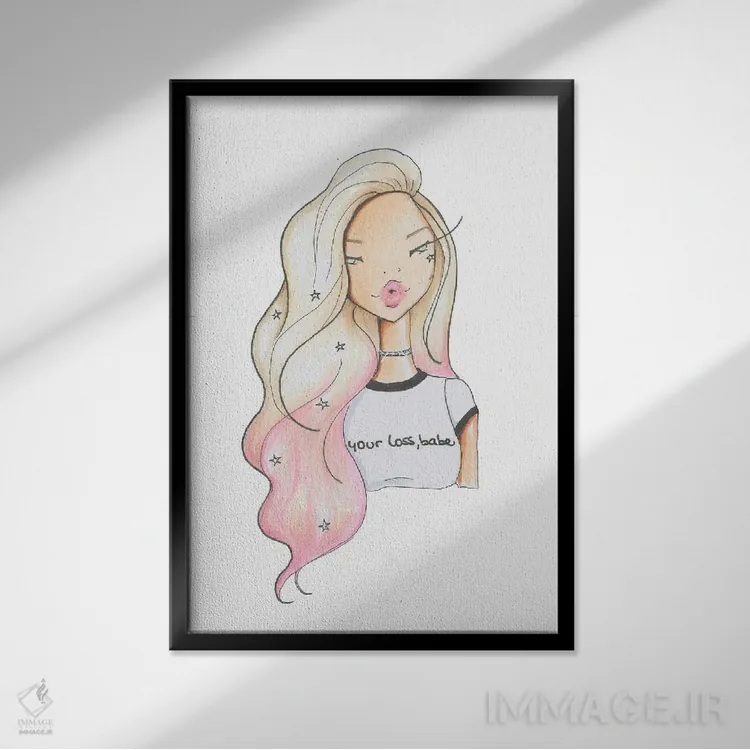 تابلو دکوراتیو Babe,ضرر از آن توست عزیزم اثر جوزفینا فرناندز - نمای قابدار مشکی