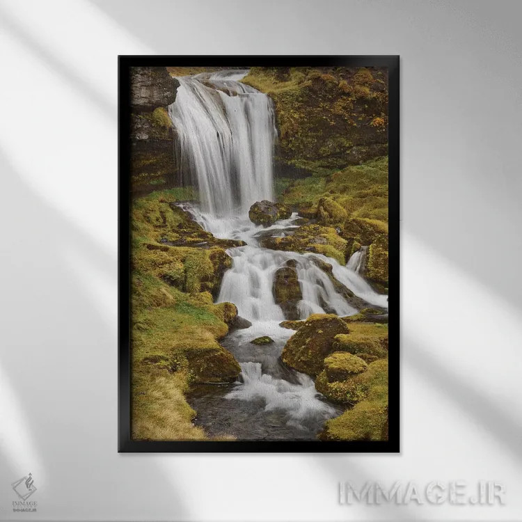تابلو دکوراتیو Sheep'S Waterfall,ایسلند، آبشار گوسفندها اثر جان فورد - نمای قابدار مشکی