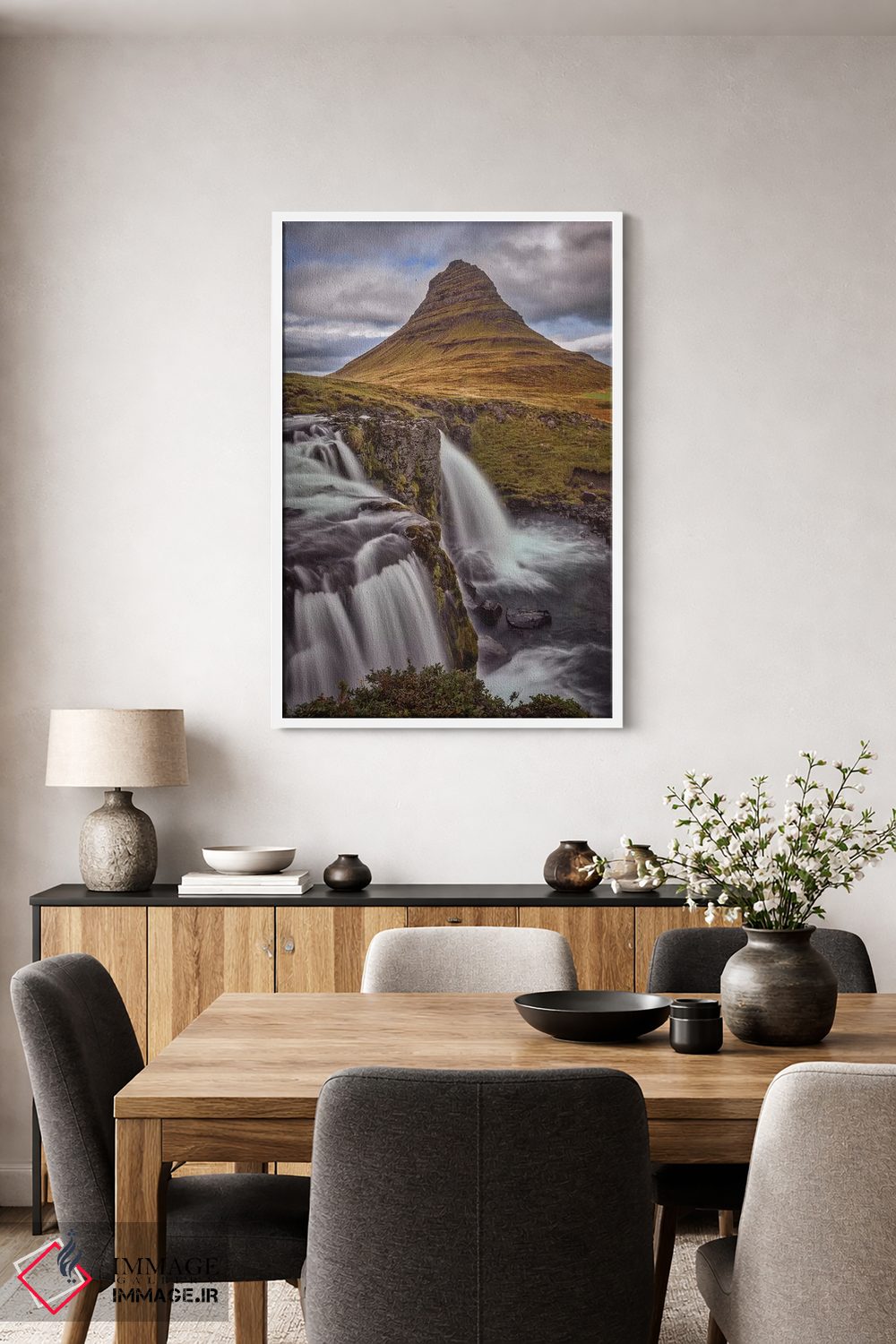 تابلو دکوراتیو Kirkjufellsfoss,ایسلند، آبشار کیرکجوفلسفوس اثر جان فورد - D3W