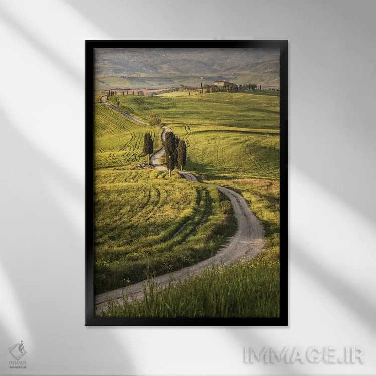 تابلو دکوراتیو Italy, Tuscany, Val D'Orcia,اروپا، ایتالیا، توسکانی، واله دورچ… اثر جان فورد - نمای قابدار مشکی