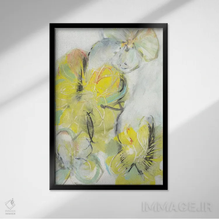 تابلو انتزاعی انتزاعی گل زرد II اثر جودی فوکس - نمای قابدار مشکی