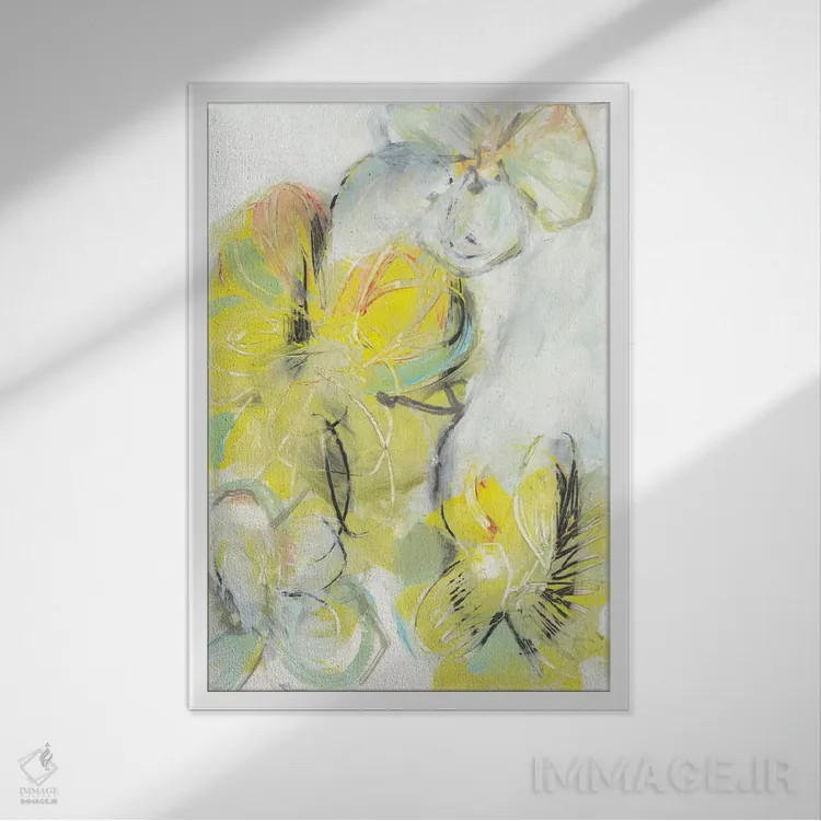 تابلو انتزاعی انتزاعی گل زرد II اثر جودی فوکس - نمای قابدار سفید