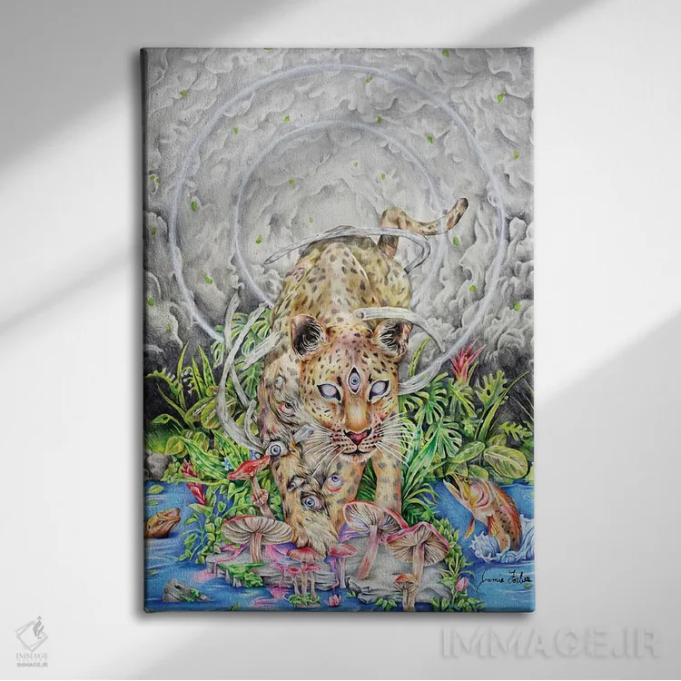 تابلو دکوراتیو گربه ملوس اثر جیمی فوربز - نمای روبهرو روی دیوار