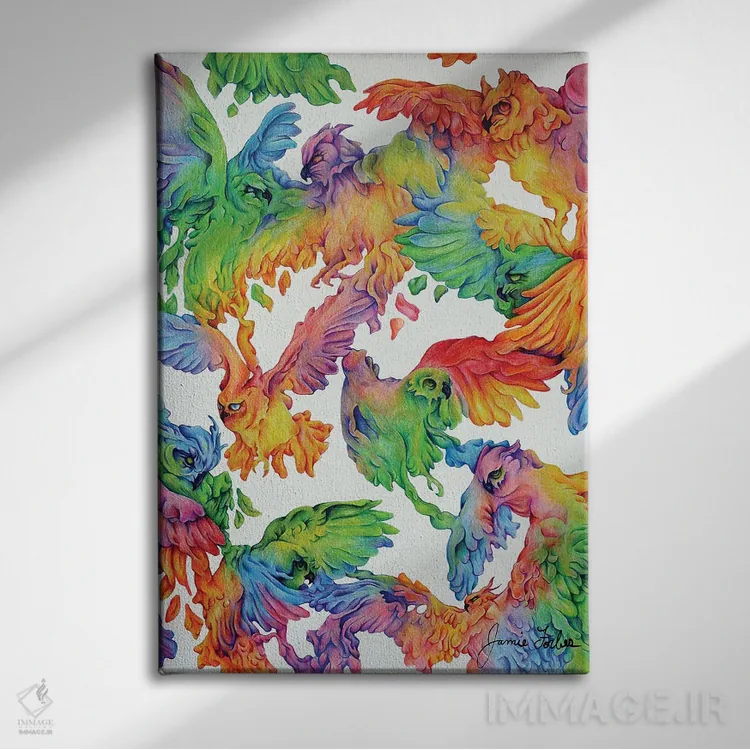 تابلو دکوراتیو رژه جغدها اثر جیمی فوربز - نمای روبهرو روی دیوار