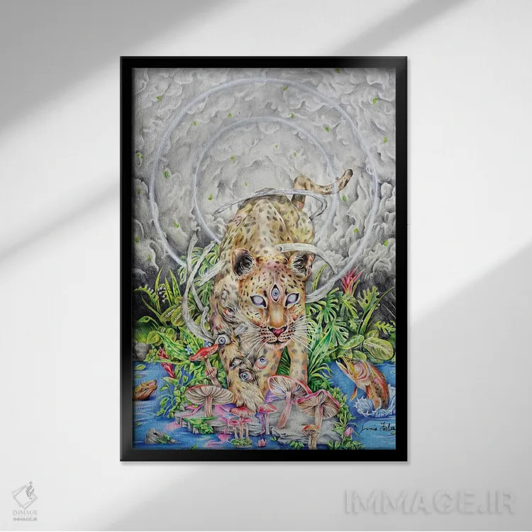 تابلو دکوراتیو گربه ملوس اثر جیمی فوربز - نمای قابدار مشکی