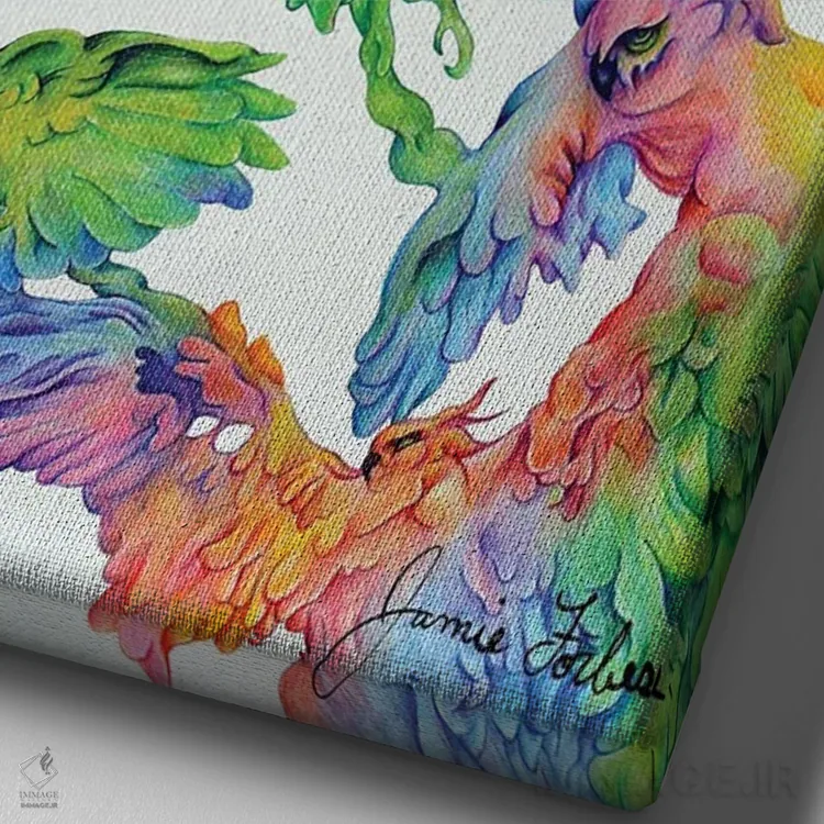 تابلو دکوراتیو رژه جغدها اثر جیمی فوربز - نمای نزدیک بافت بوم