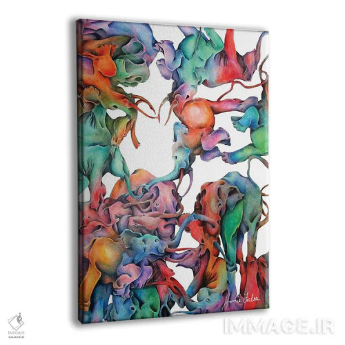 تابلو دکوراتیو رژه فیل ها اثر جیمی فوربز - نمای پرسپکتیو محصول