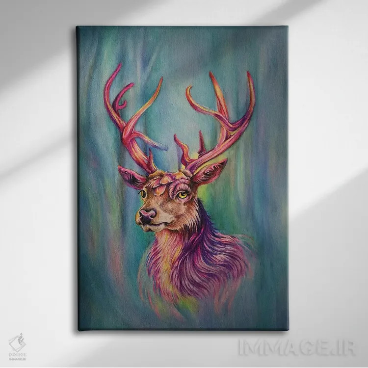 تابلو دکوراتیو گوزن جورج اثر جیمی فوربز - نمای روبهرو روی دیوار