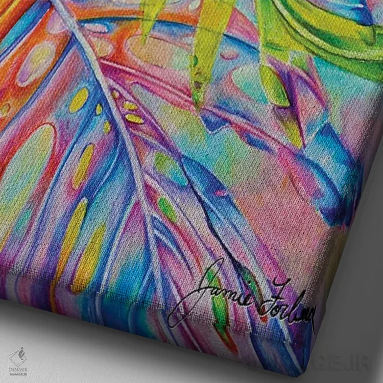 تابلو دکوراتیو توکان اثر جیمی فوربز - نمای نزدیک بافت بوم