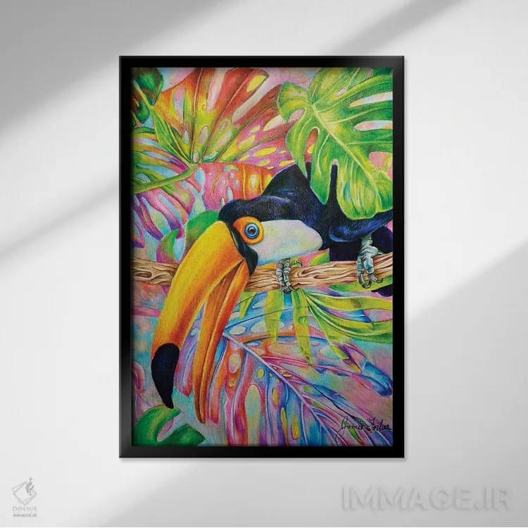 تابلو دکوراتیو توکان اثر جیمی فوربز - نمای قابدار مشکی