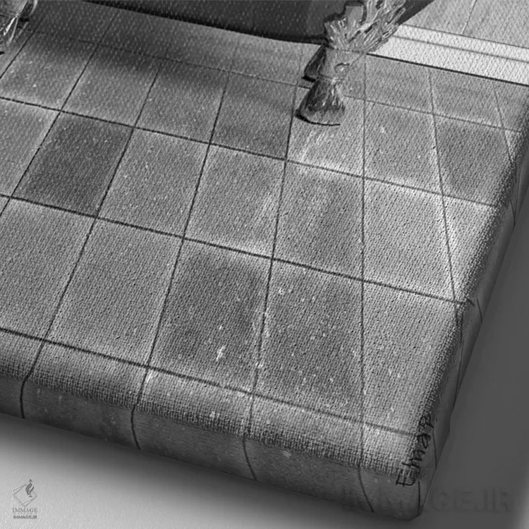 تابلو دکوراتیو پاندا روی توالت اثر جوفری فیلیپ - نمای نزدیک بافت بوم