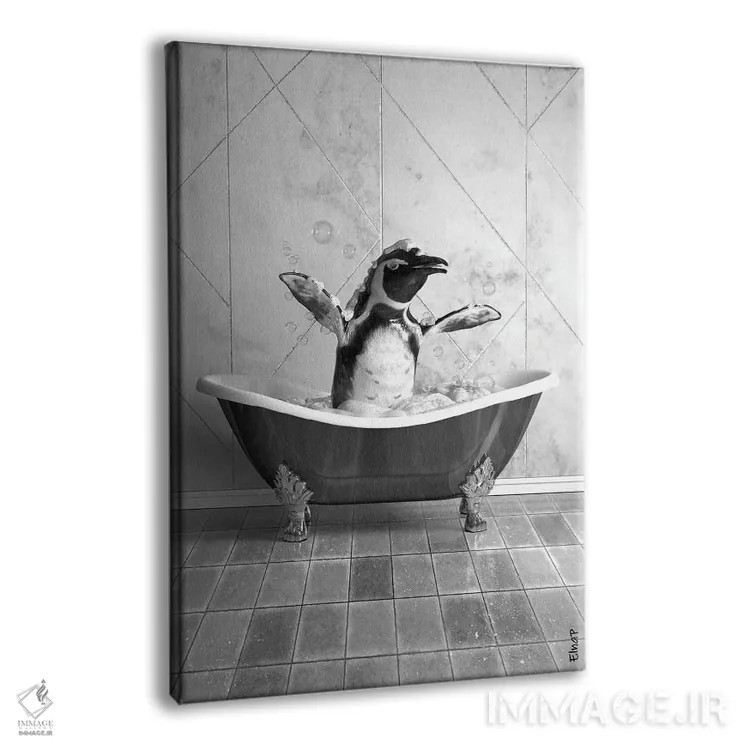 تابلو دکوراتیو پنگوئن در وان اثر جوفری فیلیپ - نمای پرسپکتیو محصول
