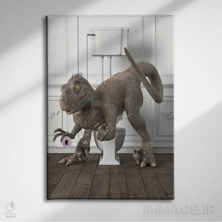 تابلو دکوراتیو ولوسی رپتور در توالت اثر جوفری فیلیپ - نمای روبهرو روی دیوار