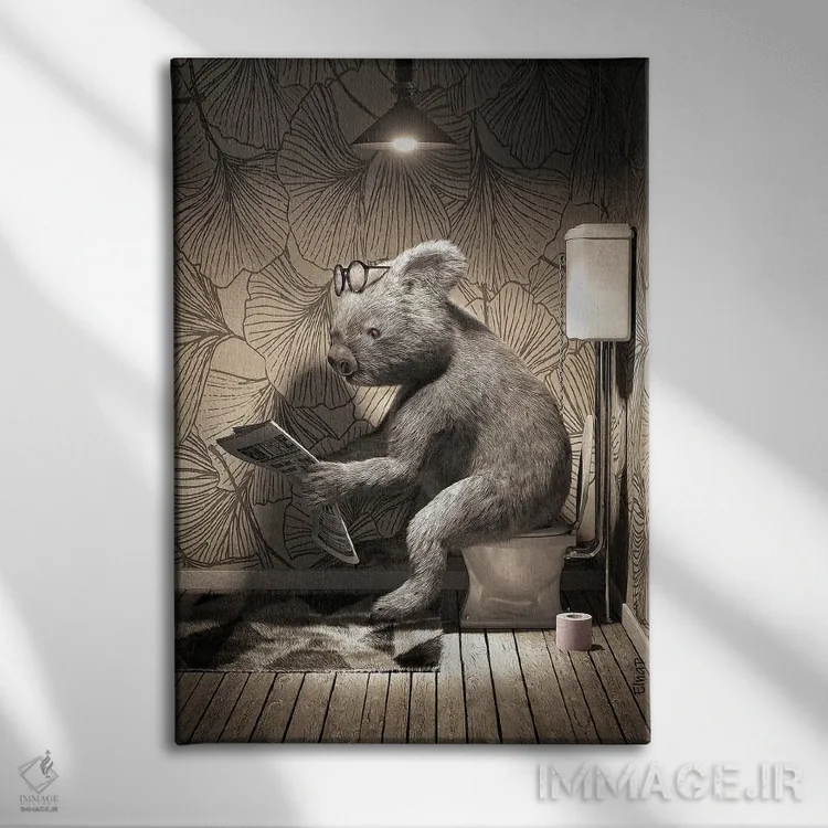 تابلو دکوراتیو کوالا روی توالت اثر جوفری فیلیپ - نمای روبهرو روی دیوار