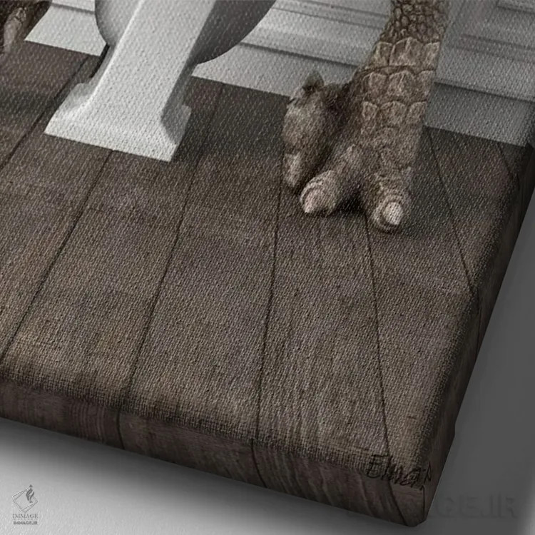 تابلو دکوراتیو ولوسی رپتور در توالت اثر جوفری فیلیپ - نمای نزدیک بافت بوم