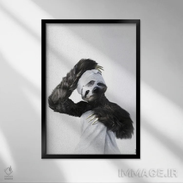 تابلو دکوراتیو تنبل در وان اثر جوفری فیلیپ - نمای قابدار مشکی