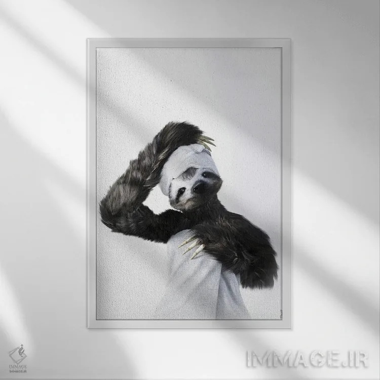 تابلو دکوراتیو تنبل در وان اثر جوفری فیلیپ - نمای قابدار سفید