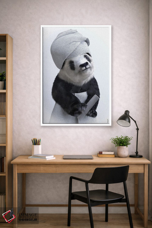 تابلو دکوراتیو پاندا در وان، حیوانات با حوله حمامی اثر جوفری فیلیپ - D2W