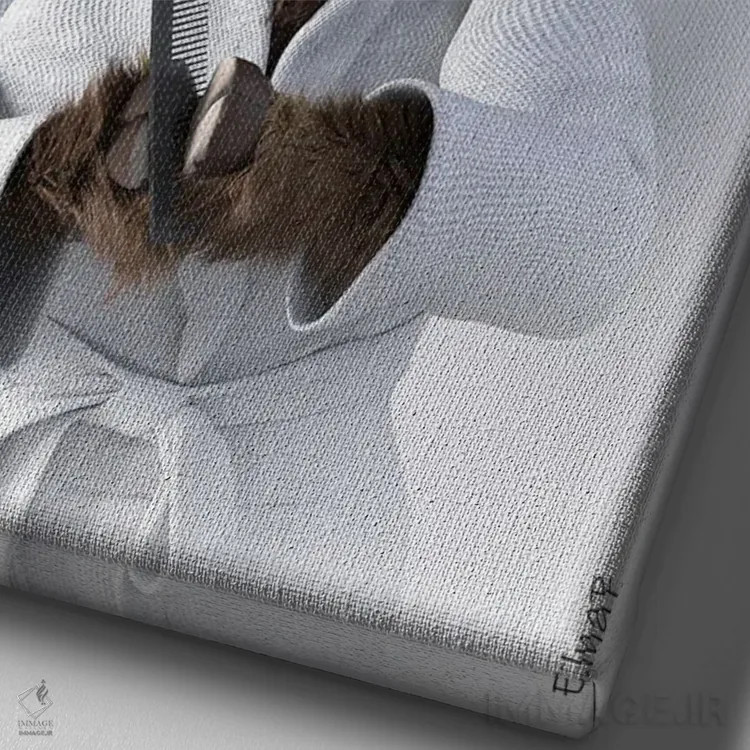 تابلو دکوراتیو طرح گاو کوهستانی برای حمام اثر جوفری فیلیپ - نمای نزدیک بافت بوم