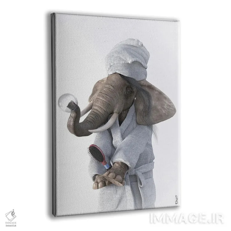 تابلو دکوراتیو طرح فیل برای حمام اثر جوفری فیلیپ - نمای پرسپکتیو محصول
