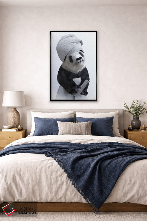 تابلو دکوراتیو پاندا در وان، حیوانات با حوله حمامی اثر جوفری فیلیپ - D6B