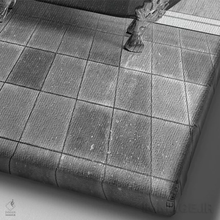 تابلو دکوراتیو طرح گاو کوهستانی برای حمام اثر جوفری فیلیپ - نمای نزدیک بافت بوم