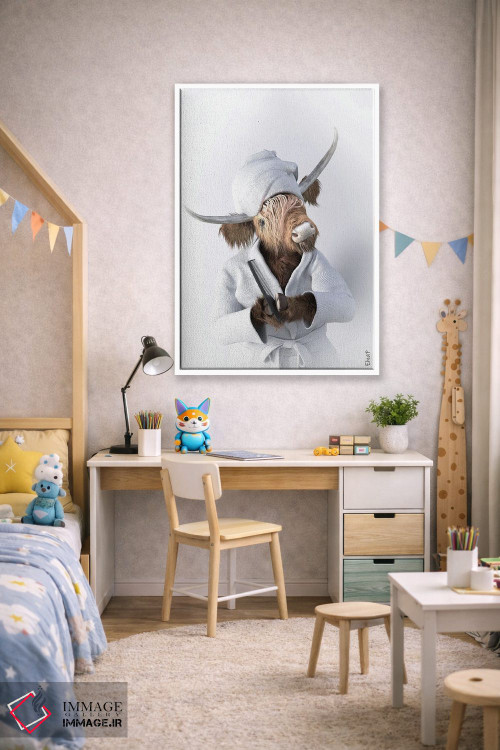تابلو دکوراتیو طرح گاو کوهستانی برای حمام اثر جوفری فیلیپ - D1W